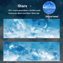 Conjunto Etori Life Night Island Starry Sky (1 unidade) - Fita adesiva para diário com estampa de céu estrelado, fogos de artifício e degradê em tons de azul e roxo, ideal para decorar cadernos, laptops, capas de celular, álbuns de fotos e projetos de scrapbooking. - Multicolorido - Ver 17