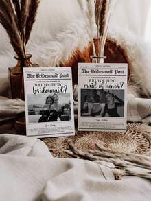 1 Thiệp mời phù dâu in hình báo tùy chỉnh, Thiệp mời phù dâu in ảnh cá nhân hóa, Thẻ thông tin phù dâu in hình báo, Thiệp mời phù dâu - Nhiều màu - Xem 5