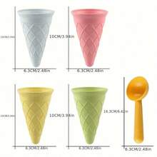 5/10件套沙滩雪冰淇淋甜筒勺子冰淇淋杯套装，DIY雪沙滩粘土工具玩具 - 彩色 - 查看 7