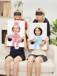 1 Set Baby Shower Party Game Gift Set, Includes "Feed Me" Baby Shower Game, Game Board And Blindfold, Fun For Baby Shower, Gender Reveal Party, Baby Party, Baby Gift Giving Events - Multicolor - View 1