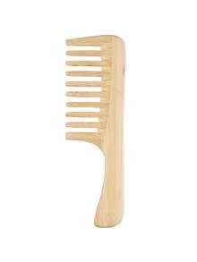 Bamboo & Wood Wide-Tooth Hair Brush With Handle, Fine-Tooth Bangs Straightening Comb, Anti-Static & Tangle-Free, Suitable For Home, Travel, Hotel Use, Gift Comb