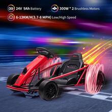 Go Kart Eléctrico 24V con Doble Motor 300W, Batería 9Ah y Carga Máxima 175 Lbs para Niños 8-12 - Rojo - Ver 4