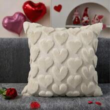 1/2 Pcs Valentine's Day Pillowcases, 18x18 Inches, Valentine's Day Decoration, Red Heart, Soft Plush Faux Fur Jacquard Pillow, Suitable For Bedroom Sofas, Holiday Home Decor. - Trái tim màu be - Xem 8