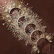 Sunburst Goddess HA 11LO Crown - Sun Flower Headpiece Virgin Mary Goddess Headband For Women Renaissance Costmue - 珍珠光環皇冠 - 查看 7