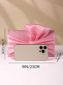 Danbea 缎面蝴蝶花朵造型手拿包，适合派对、晚宴等场合 - 淺粉色 - 查看 6