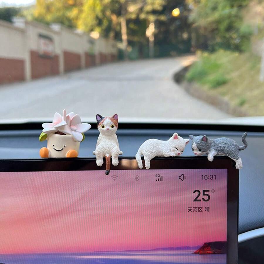 新款可爱猫咪汽车装饰，汽车配件，萌猫内饰，可爱猫咪汽车仪表盘屏幕装饰 - A - 查看 1