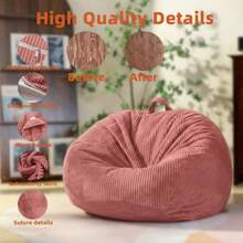 Stuffed Animal Storage Bean Bag Chair Cover No Filler Large Toy Storage Organizer And Comfy Sofa Chair For Playroom Teens Adults Toddler - Corduroy (Pink Cover Only)Full Of Fun - BabyPink - View 4