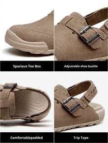 CAMEL CROWN Men's Sandals, Comfortable Breathable Retro Style Sandals, Loose Fit, Suitable For Spring And Summer Wear. Birkenstocks Style Sandals. - Khaki - View 4