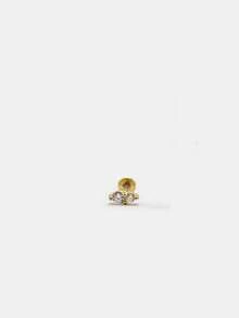 1 pieza Pendientes de botón de estrella de plata de ley 925, pendientes de mujer, pendientes planos para el cartílago de la oreja, adecuados para uso diario, boda, fiesta, compromiso, regalo de Navidad, joyería exquisita - Dorado - Ver 8