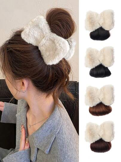 Dammode Söt Rosett Hårspänne Höst/Vinter Alligator Hårspänne Hårnålstillbehör, Lämplig För Vardags- & Festkläder, Dubbelsidig Rosett Plysch Hårspänne Peruk Hårstycke Present För Alla Hjärtans Dag Klospännen Hårklor Hårspännen, Skolgrejer, Elegant, College, Vinteroutfit För Kvinnor, Rosetter, Håraccessoarer