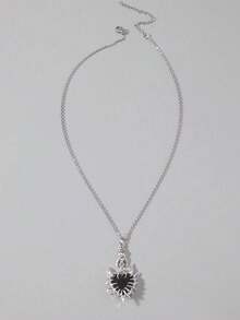 Vintage Dark Gothic Style Personalized Thorn Heart, Bat, Heart Pendant Necklace, Hip Hop Jewelry Necklace, Valentine's Day Gift - Silver - View 3