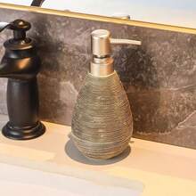 1pc Creative Retro Style Ceramic Push-Type Soap Dispenser With Pump, Hand Soap Bottle, Suitable For Bathrooms Kitchens And Toilets