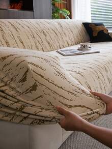 1pc Pet-Friendly Sofa Cover, Wrinkle-Resistant, Anti-Slip, Evenly Stitched, Durable, Wear-Resistant, Easy Care, Machine Washable, Suitable For Bedroom, Living Room, Office, Indoor And Outdoor Sofa Protection - Khaki - View 5