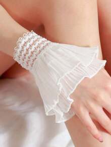 Vintage Hollow Out Lace Sleeve Gloves - 白色 - 查看 2