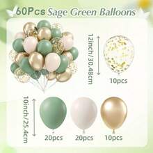60 بالون باللون الأخضر الرمادي، بقطر 10 بوصة باللون الرمادي الأخضر والأبيض الرملي والذهبي المعدني، وبالونات ملونة بالكونفيتي، مناسبة لحفلات عيد الميلاد بطراز البوهيمي، حفلات الزفاف، استحمام العروس، استحمام الطفل، حفلات الخطوبة، حفلات الشاي بعد الظهر، احتفالات الذكرى السنوية وغيرها - أخضر - مشاهدة 2