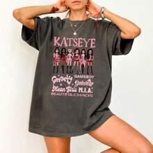 Vintage Katseye Member Group Shirt, Katseye Kpop Graphics Shirt, Katseye Beautiful Chaos Shirt, Kats - 黑色 - 查看 1