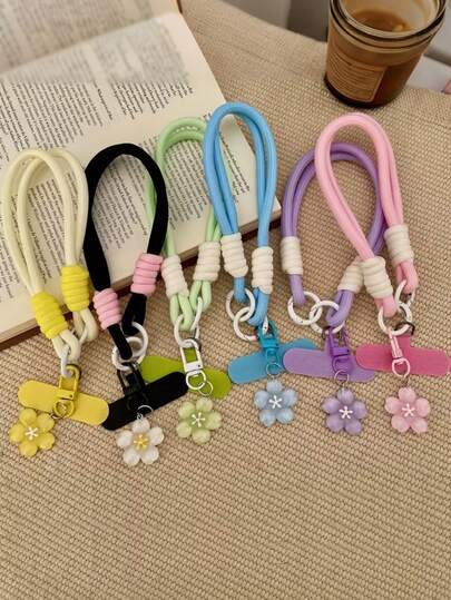 樱花吊坠手机腕带 - 可拆卸防丢腕带，适用于手机壳和钥匙扣