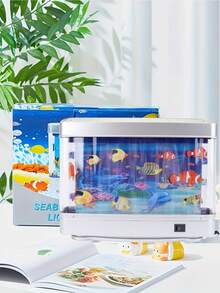 LED Dynamic Aquarium, Mini Fish Tank With Tropical Decor Lights, Moving Fish, Sensory Lamp, Wall Mount Display, Ocean Scene Decoration Lights, Suitable For Bedroom, Living Room, Office, Aquarium Decor, Office Relaxation, Marine Theme Lighting, Switch Control - Multicolor - View 4