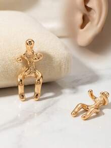 2 piezas Pendientes de moda con forma de Body humano para mujeres, pendientes versátiles y hipoalergénicos de lujo para fiestas y uso diario, regalo de joyería - Oro-02 - Ver 6