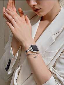 1条纤薄T型金属表带，兼容表带38/40/41/42/44/45/46/49mm，兼容Series Ultra/SE/10/9/8/7/6/5/4/3/2/1 - 銀色 - 查看 6
