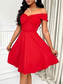 AIJ Đầm chữ A hở vai, lưng trần, đính sequin, màu trơn, gợi cảm của Amarilo dành cho nữ, thích hợp cho các bữa tiệc, sự kiện cocktail, Giáng sinh, Ngày Valentine và các dịp khác. - Màu Hoa hồng đỏ - Xem 3