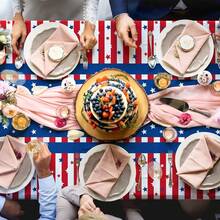 3-Piece 54 X 108 Inch American Flag Plastic Tablecloth - Stars And Stripes Design, Disposable Rectangle Table Cover For Dining, Picnic, 4th Of July Patriotic Memorial Day Indoor Outdoor Decorations - 美國國旗 - 查看 5