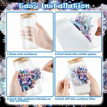 5 Sheets Floral Girl UV DTF Stickers Glass DTF Transfer Stickers UV DTF Transfer Stickers for Glass Cups DIY Water Bottle Glass Waterproof Rub on Transfers for 16 oz Tumbler - Verschiedenfarbig - Übersicht 6