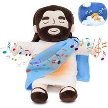 Genérico 2025 Nuevo Peluche de Jesus Que Respira, Jesús Peluche para La Ansiedad, Jesús de Peluch Que Respira con Música y Luces, Suave Dios d Muñeco para Dormir, Niños y Niñas (Azul),38912881 - Gris Claro - Ver 1