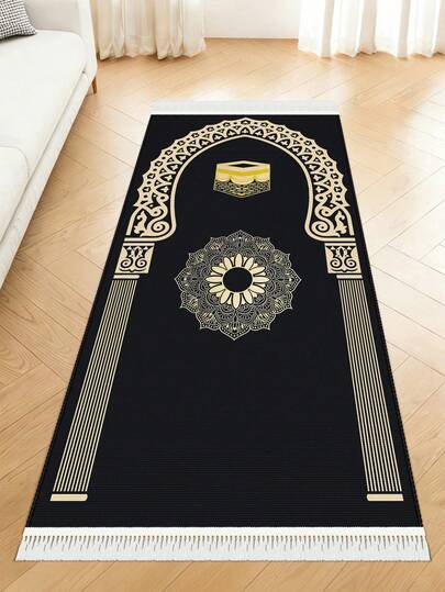 1pc Plush Printed Carpet, Soft & Comfortable, Suitable For Home Decor, Classic Design