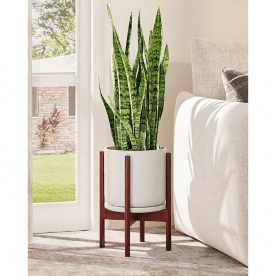 Adjustable Plant Stand Indoor Bamboo Plant Stand Fits 8 9 10 11 12 Inches Small Corner Planter Holder For Indoor Plants Single Floor Plant Stands For Living Room Balcony Reddish Browngift - Nâu đỏ - Xem 1