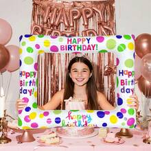 1pc Inflatable Birthday Photo Frame, PVC Material Frame Decor, Suitable For Birthday Party Entertainment, Atmosphere Decoration Gift - Multicolor - View 4