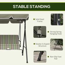 Outsunny 3-Seat Patio Swing Chair, Outdoor Porch Swing Glider With Adjustable Canopy, Removable Cushion, And Weather Resistant Steel Frame, For Garden, Poolside, Backyard, Green - màu xanh lá - Xem 3