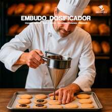 CYPNDispensador de Masa para Hotcakes y Panqueques 600 ml Embudo de Acero Inoxidable con Soporte Antigoteo Ideal para Repostería Cupcakes Waffles y CrepasFashion - 219813495 - Ver 7