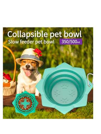 宠物可折叠慢食碗，二合一便携硅胶碗，适用于猫狗