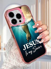 Christian Jesus Is My Savior Print Phone Case For IPhone  Religious Style Protective Cover For Women Men - 粉色 - 查看 2