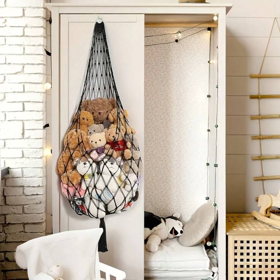 1pc Hanging Doll Storage Hammock, Boho Doll Organizer Net, Storage Mesh Bag, Easy To Install Plush Doll Organizer Net, Nursery Decor Net - Multicolor - View 1