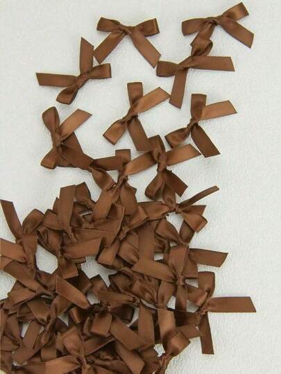 50pcs/Pack Colorful Ribbon Bows, Gift Wrapping Decor, Handmade Card Decoration, Hair Accessories, Balloon Bows, Wedding Party Decor, Room Decor, Home Decor - Brown