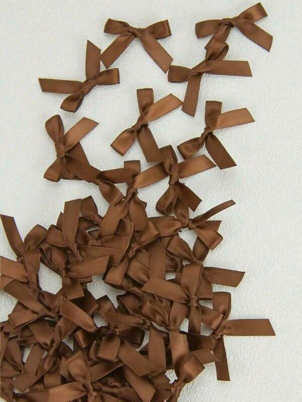 50pcs/Pack Colorful Ribbon Bows, Gift Wrapping Decor, Handmade Card Decoration, Hair Accessories, Balloon Bows, Wedding Party Decor, Room Decor, Home Decor - Brown