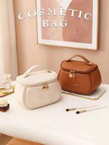 高品质PU皮革防水化妆包，女士手提包，多功能旅行收纳包，大容量双层化妆包，化妆品收纳盒，旅行洗漱包，旅行必备品，适用于化妆品、护肤品、洗漱用品、个人护理用品，女士礼物，节日礼物，化妆间装饰 - 彩色 - 查看 4