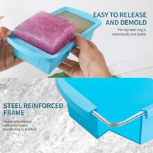 Silicone Freezer Tray With Lid 2 Pack Large Ice Cube Tray Makes 4  2 Cup Portions  Meal Prep Containers Oven Dishwasher - Màu xanh lam - Xem 3