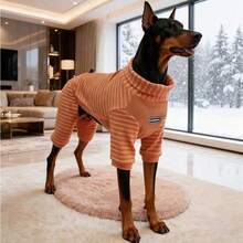 1pc Pet Jumpsuit, Warm & Cute Dog Pajamas, Fashion, Autumn/Winter, Pet Clothes, Solid Color, Striped, Soft & Cozy Pet Winter - Multicolor - View 8