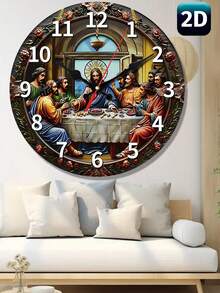 1 Peça Relógio de Parede de Madeira Folheada com Tema Fantasia de 10 Polegadas/12 Polegadas - Movimento de Quartzo Japonês Silencioso Sem Tique-Taque, Visor Digital, Moldura de Madeira - Decoração para Sala de Estar, Quarto, Escritório, Presente de Aniversário para Crentes, Funcionamento a Pilha (Pilha AA Não Incluída) - Multicolorido - Visão 9