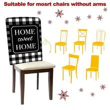 1件/4件/6件/10件装春鑫系列黑白灰格子印花短绒椅套，可拆卸短绒材质椅背保护套，四季皆宜，节日氛围装饰椅套，适用于餐厅、客厅、家居座椅保护，带椅背保护，适用于餐厅、办公室、客厅、酒店和家居装饰 - 彩色 - 查看 10