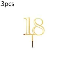 1pc/3pcs/5pcs Gold Acrylic 18th/21st/30th/40th/50th/60th Birthday Cake Topper - Gold - View 8