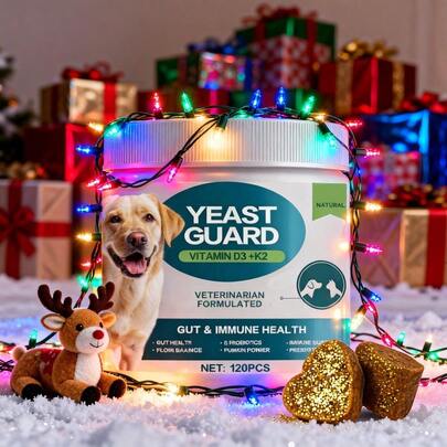 Yeast Dog Food, Dog Allergy & Immunity Daily Probiotics. Special For Ears, Intestinal And Digestive Health - 120 Chewable Tablets For All Types Of Dogs For A Comfortable Life!
