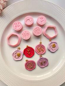 Love Rose Texture Seal Polymer Clay Cutter Clay Cutting Molds Earring Jewelry DIY Handmade Cutting Molds For DIY Earrings & Crafts, Perfect For Handmade Decorations, Jewelry Making Tools ﻿ - TH347 - View 12