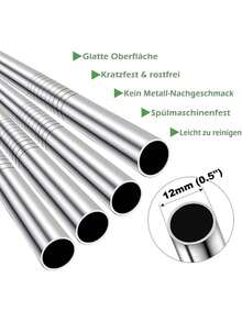 4/2/1pc Extra Wide (0.47") Stainless Steel Smoothie Straws, 4 Packs Reusable Metal Drinking Straws For Boba, Milkshakes & Thick Drinks, Includes Cleaning Brush, For Home, Party, And Bar Use - Multicolor - View 3