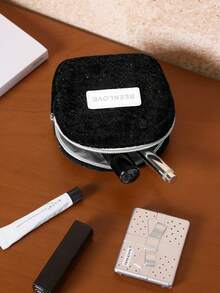 1件/套闪亮化妆包，洗漱包，黑色，旅行收纳包，带拉链，化妆品收纳袋，法式便携化妆包套装，高品质，风格优雅，适合居家、学校、宿舍、旅行，大容量女士化妆包，男士护理包，可装口红、化妆刷、护肤品等 - 黑色 - 查看 3