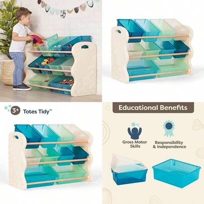 asfdB. spaces Organizador de almacenamiento 10 contenedores apilables Unidad de almacenamiento Muebles Para Niños 3 años + Totes Tidyws