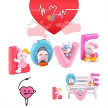 4件套情人节爱心猫咪摆件，小猫字母装饰，适合家居、办公桌、书架摆放，是情人节、生日、母亲节礼物和家居装饰的理想之选。 - 彩色 - 查看 9